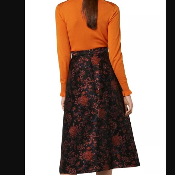L.K.BENNETT Delysia FLORAL Jacquard MIDI Skirt w/ Pockets A-Line NWOT! Sz US 10 - Picture 3 of 8